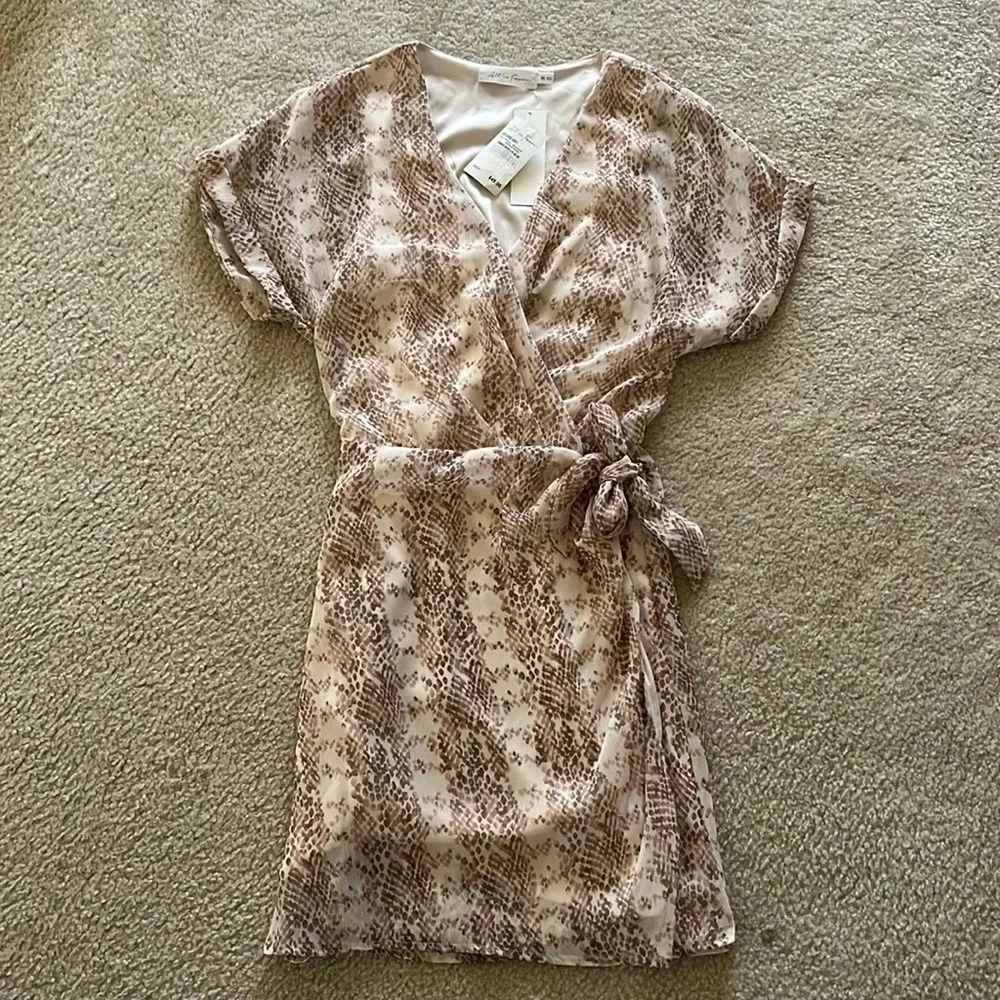 NWT All In Favor blush snakeskin wrap mini dress - Picture 6 of 11